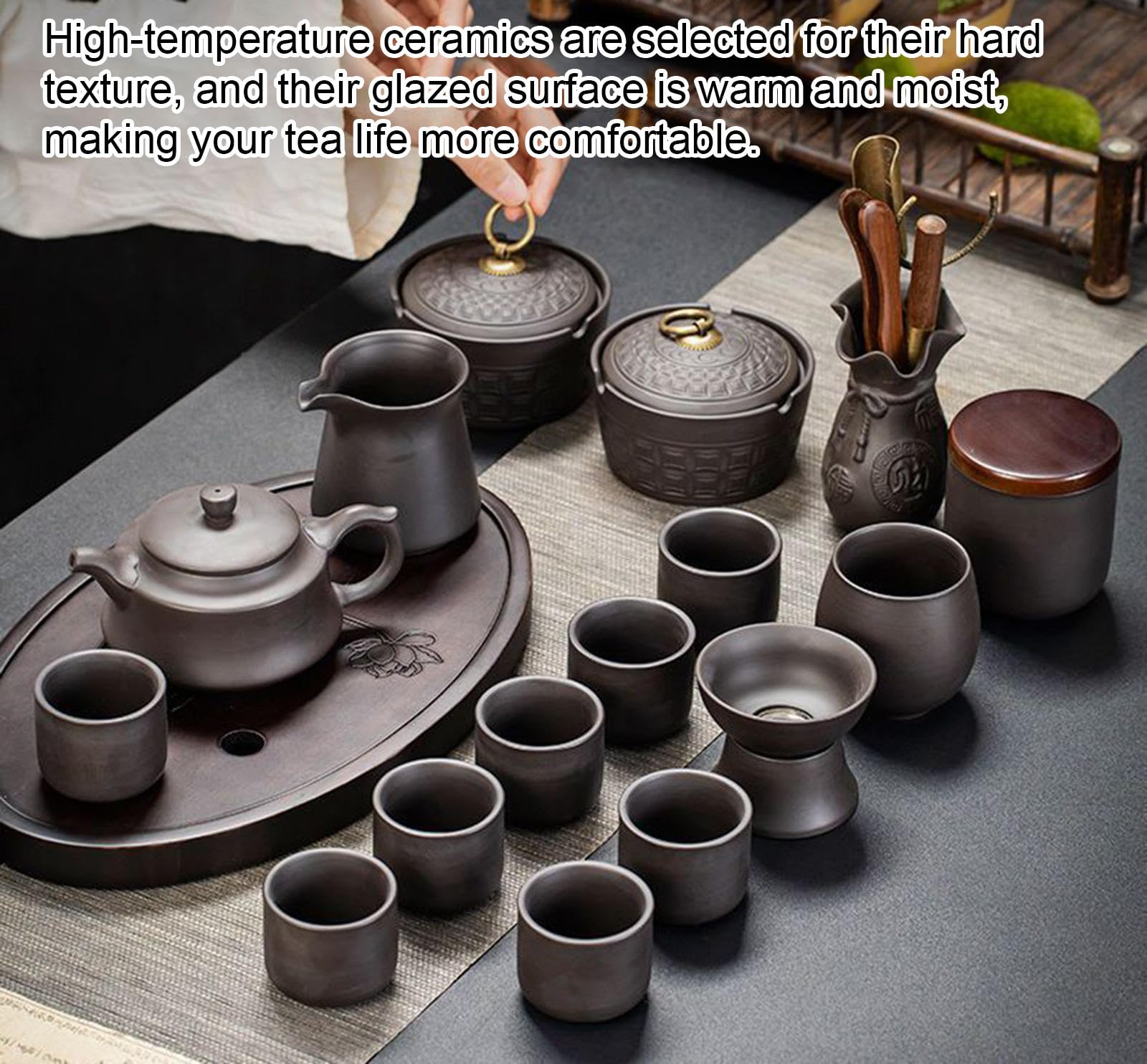 Amazon.com: VIDECOR Kung Fu Tea Set Teapot Handmade Purple Clay